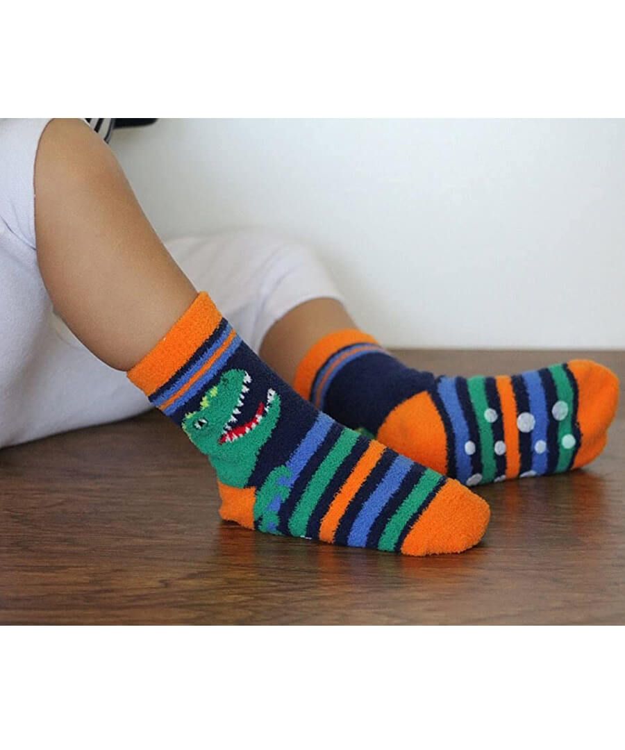 Dinosaur 2 Pack Fuzzy Socks small