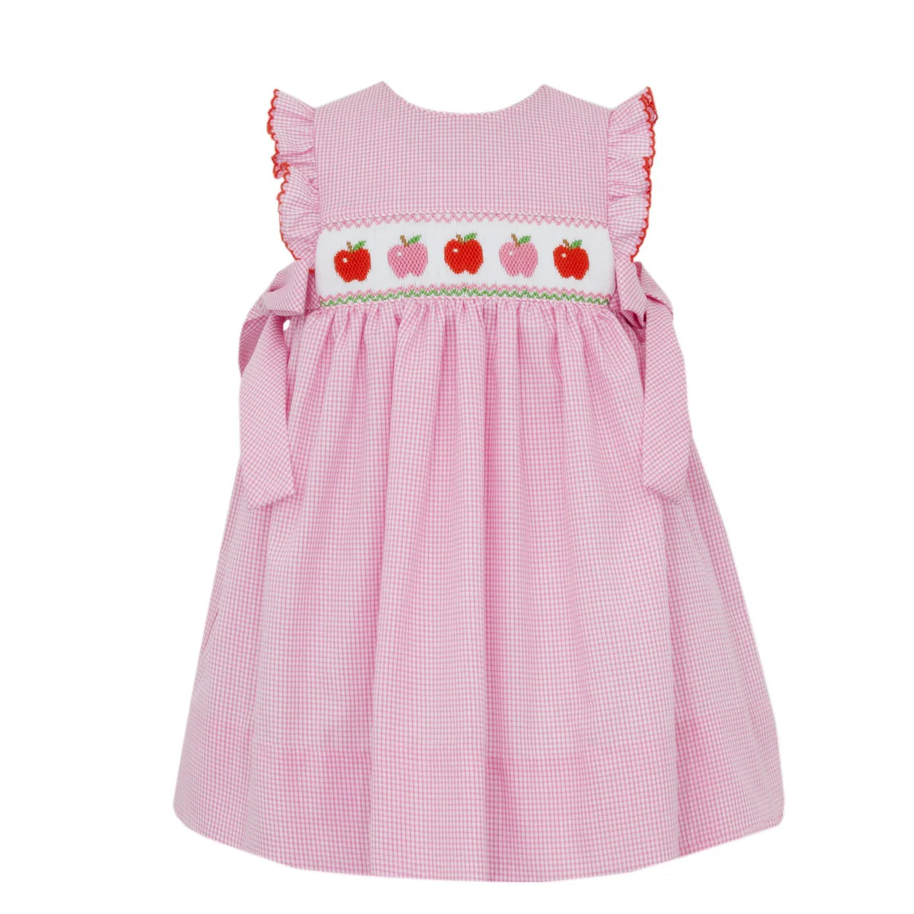 Pink And Red Apples Sleevelss Dress With Bows