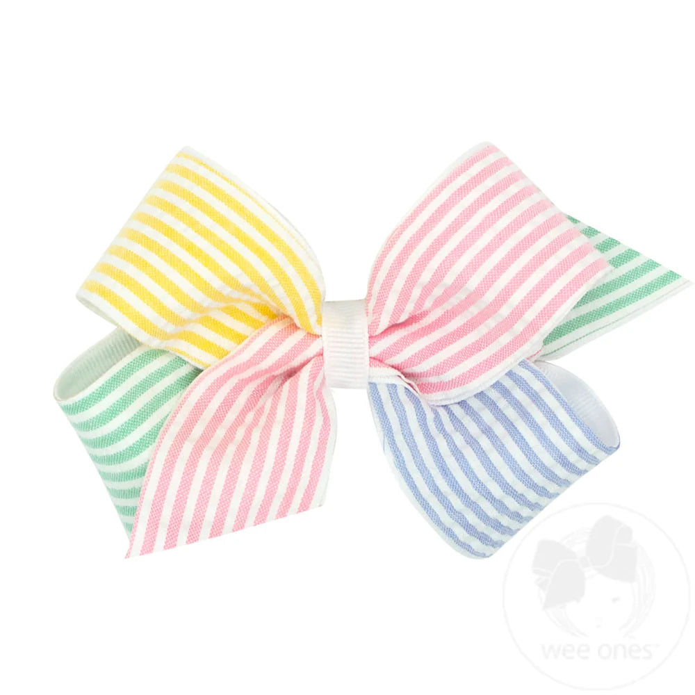King Seersucker Color Block Bow
