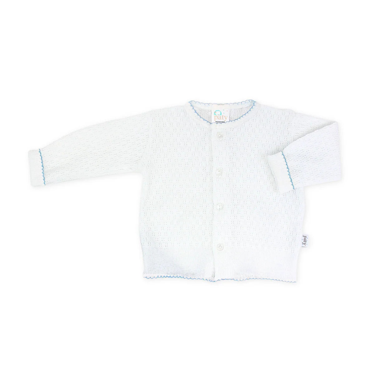 LS Cuffed Sweater In White/Blue