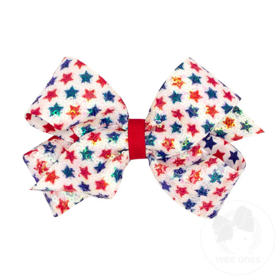 King Sequin Star Print Bow