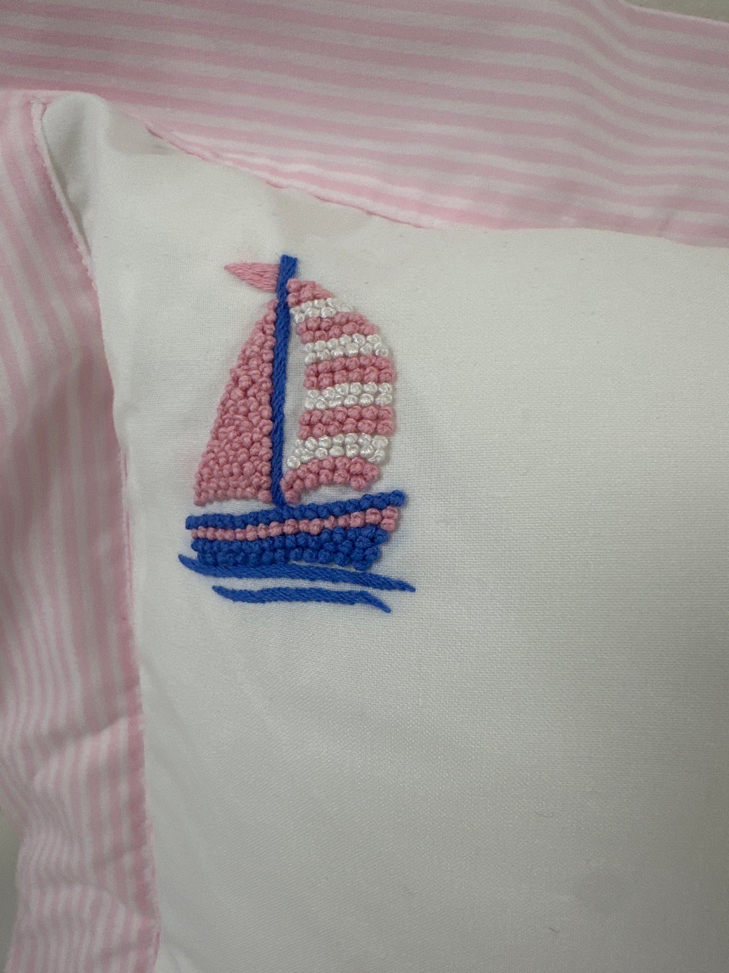 Pink Sailboat Sham with Pillow Insert