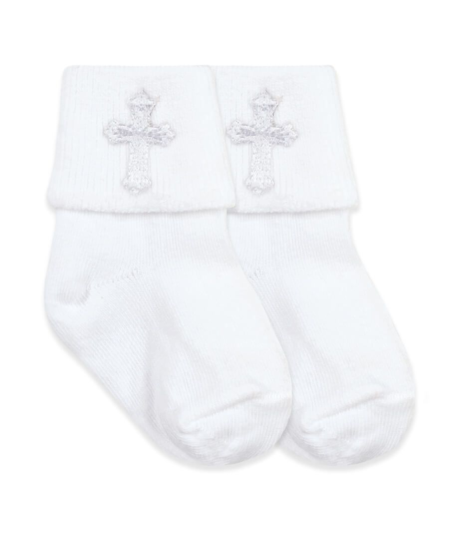 Smooth Toe Christening Turn Cuff Socks - 1 Pair
