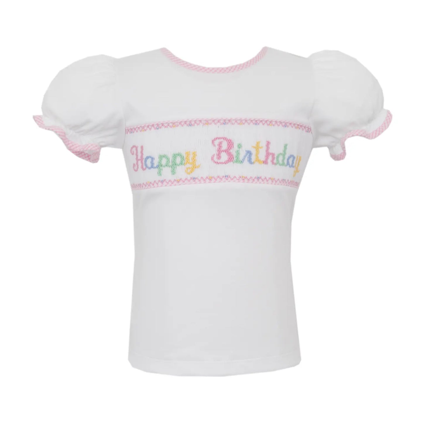 Happy Birthday Girls White Knit T-Shirt