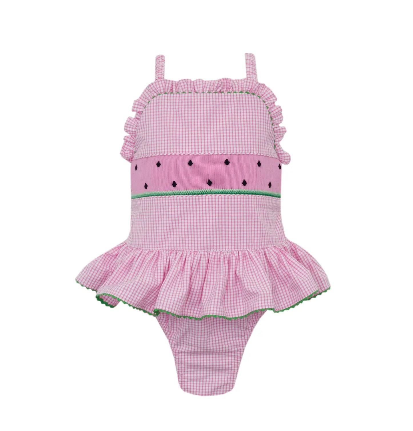 Watermelons Candy Pink Seersucker Swimsuit