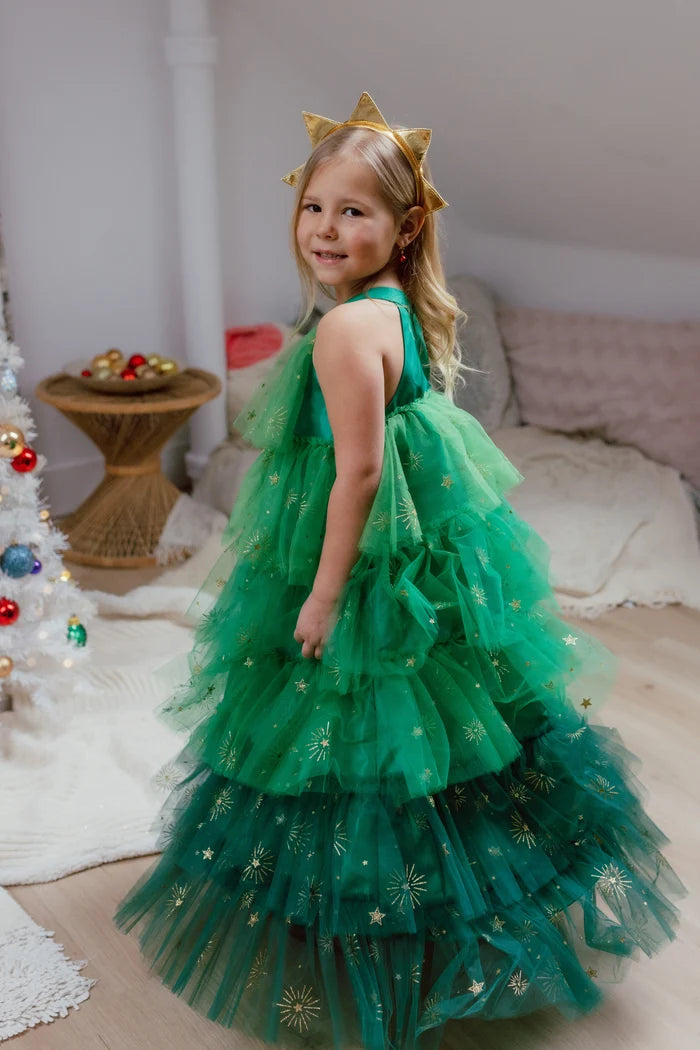 Christmas Tree Dress with Headpiece - Green