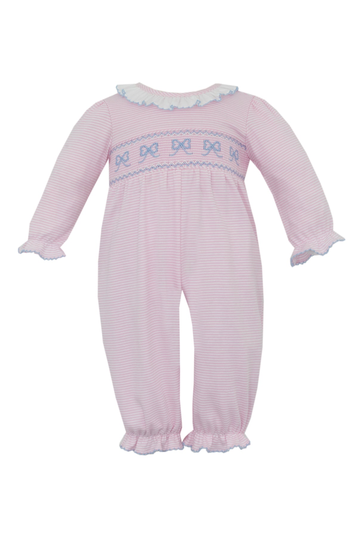 Bows Pink Knit Stripe Romper