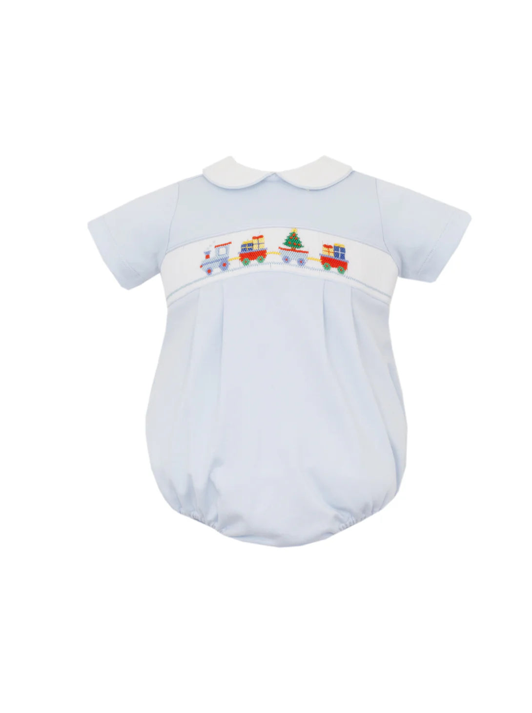 Christmas Train Light Blue Knit Bubble