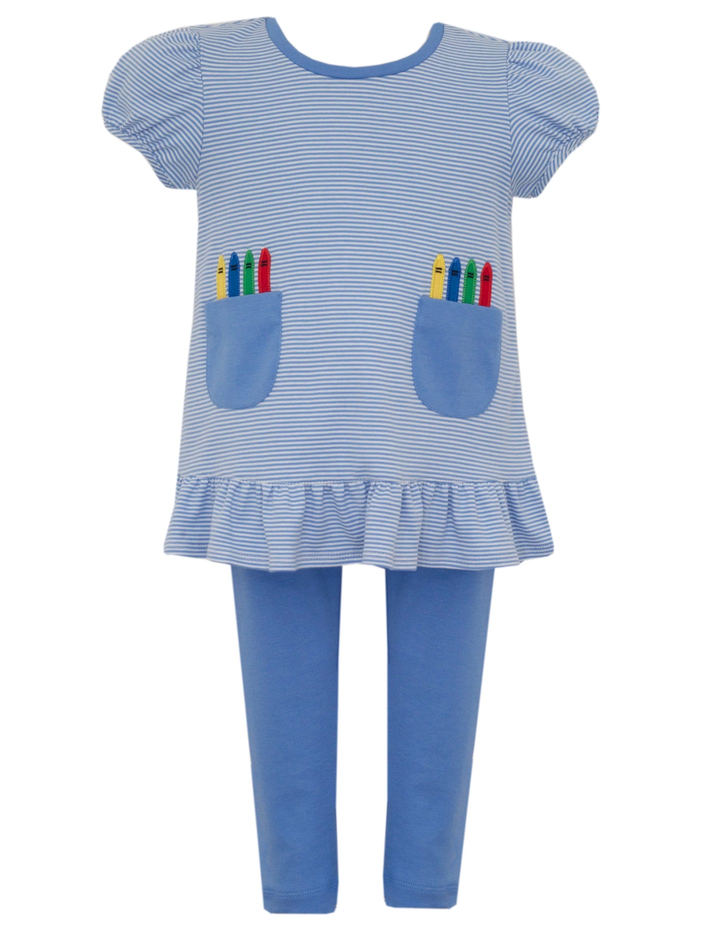 Knit Striped Tunic Set with Crayon Pockets