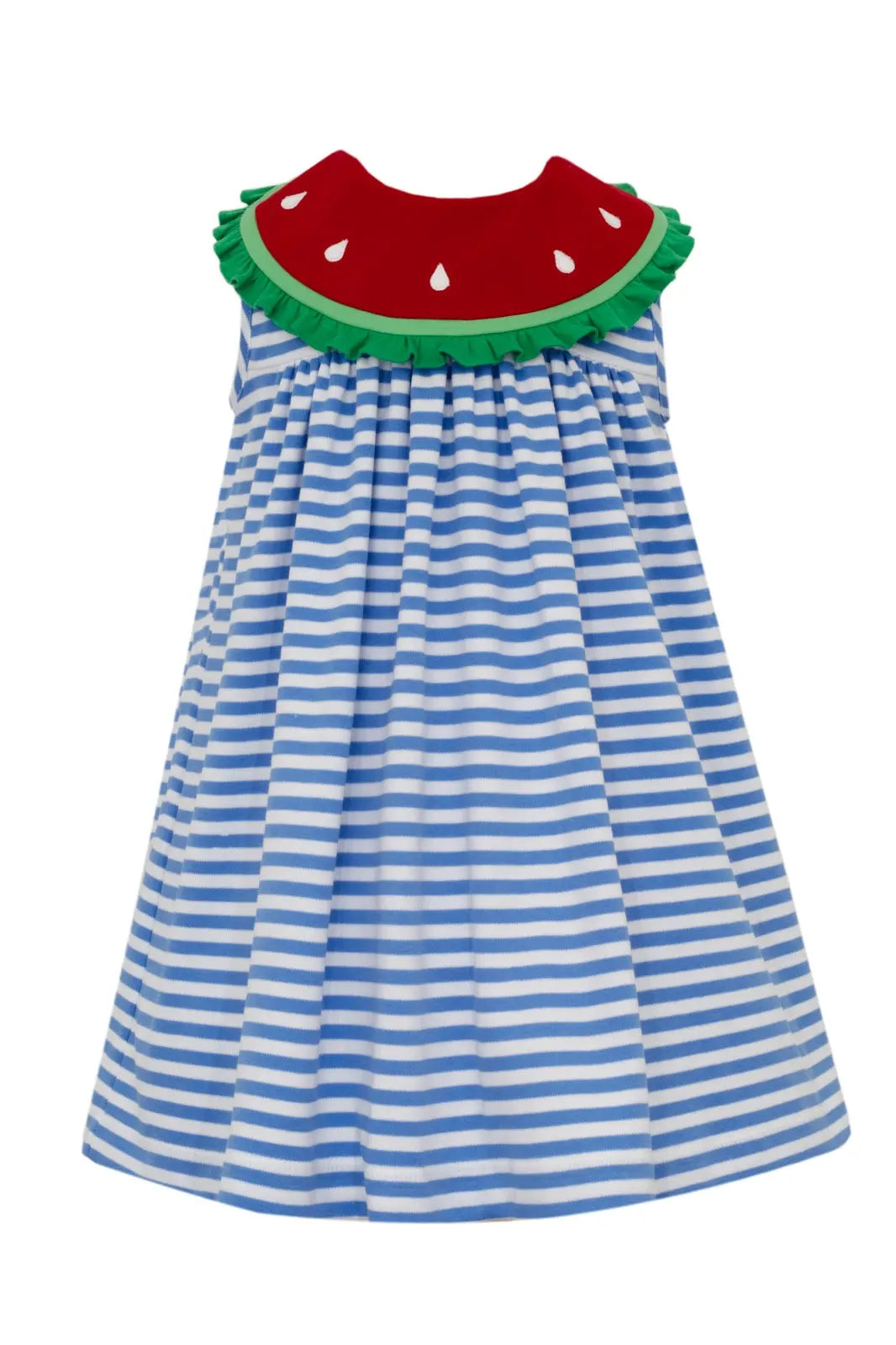 Watermelon Periblue Knit Stripe Float Dress With Round Collar