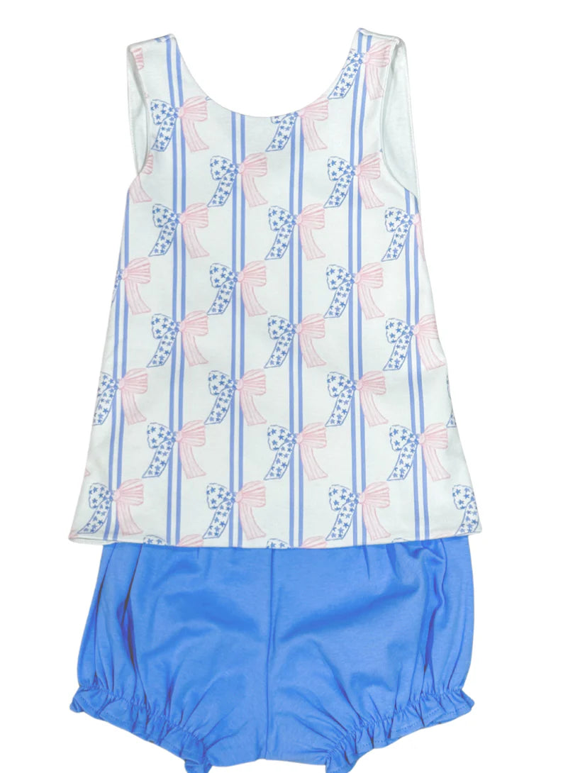 Sammy Patriotic Bow Bloomer Set