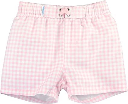 Pink Gingham Swim Trunks
