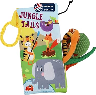 Jungle Tails Book With Teether & Ring