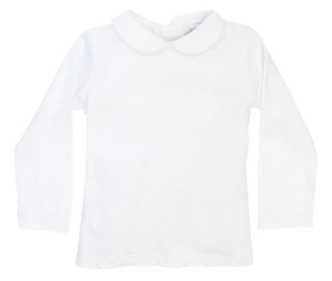 White Knit Unisex Long Sleeve Piped Shirt