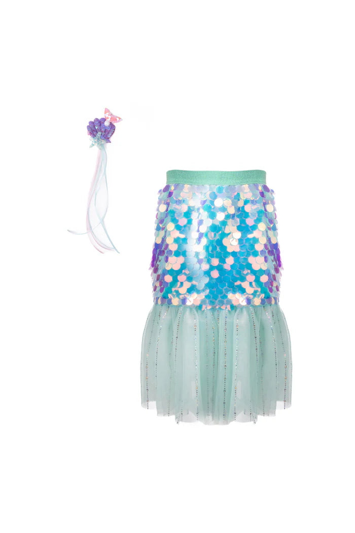 Bling Bling Mermaid Skirt And Hair Clip Mint (Size 4-6)