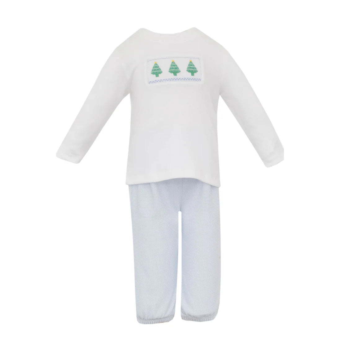 Christmas Tree Blue Check Knit Pant Set