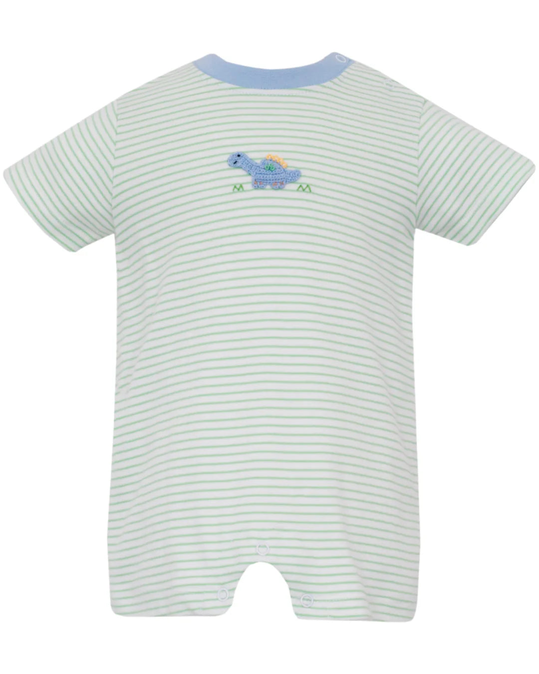Dino Green Knit Stripe Romper