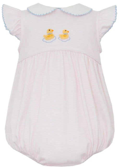 Duckling Girls Pink Knit Stripe Bubble 3m