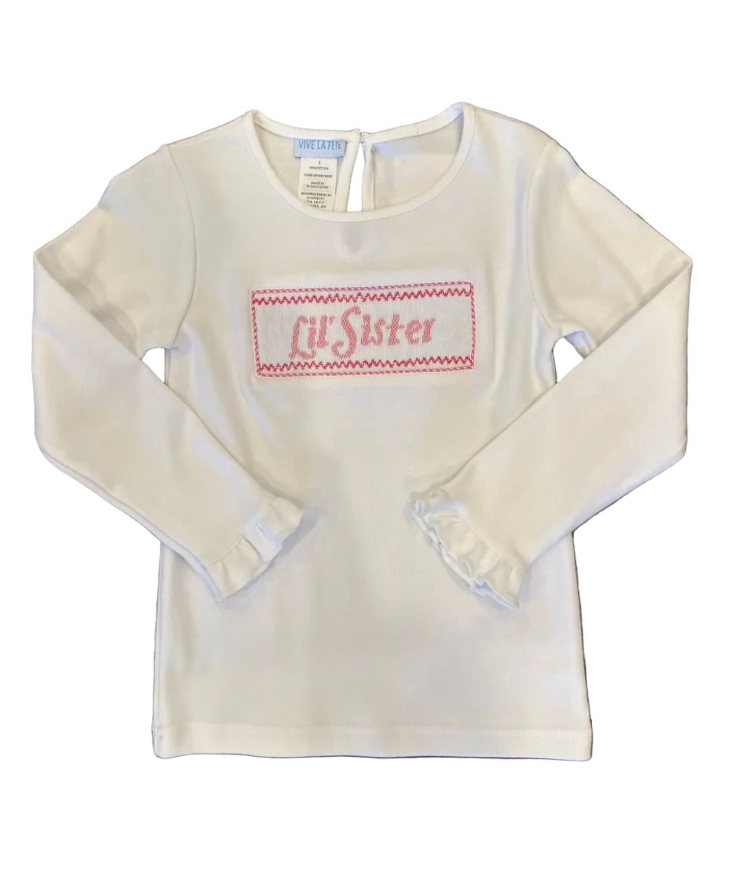 Lil Sister Smocked LS White Top