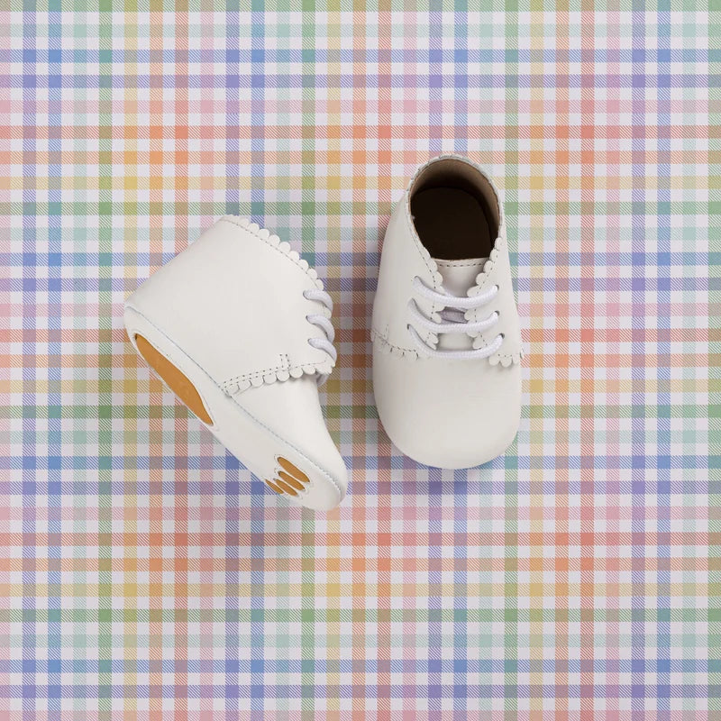 Scalloped Bootie - White Leather