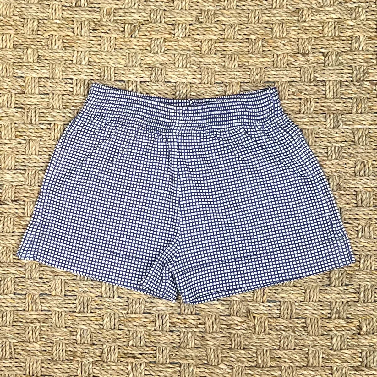 Navy Gingham Print Short