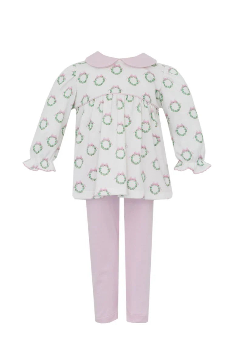 Holiday Pink Wreath Tunic Set