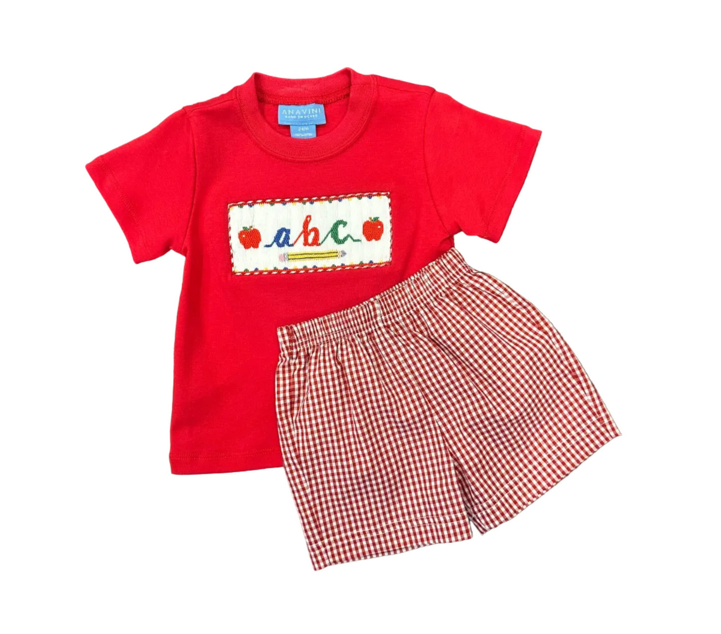ABC's Boys Red Knit Gingham Set
