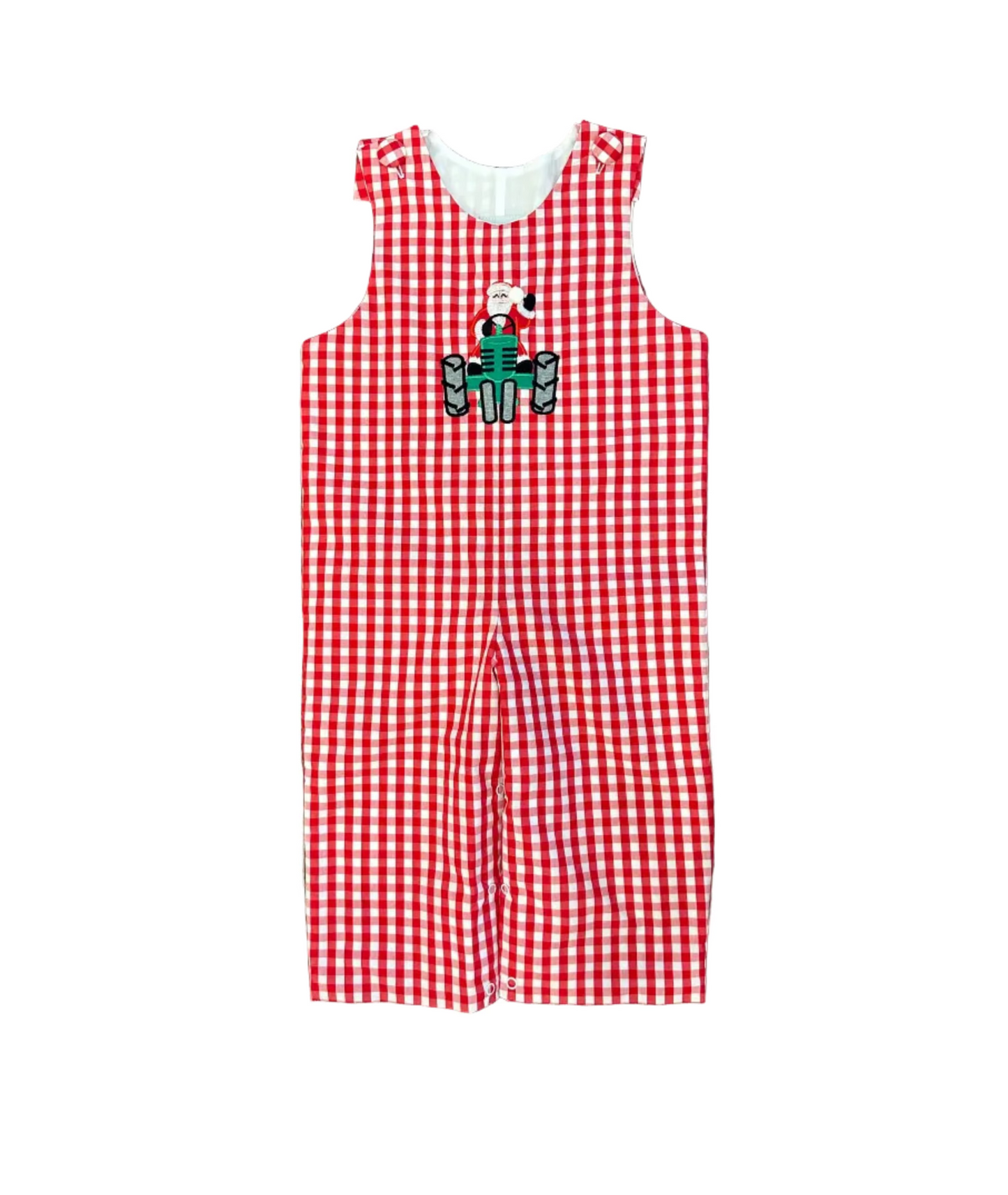 Red Knit Check Long Jon Jon Santa on a Tractor