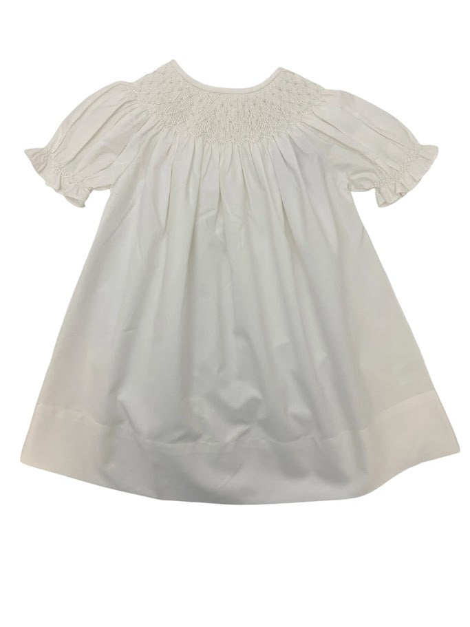 Catherine White Smocked Dress With Pearls