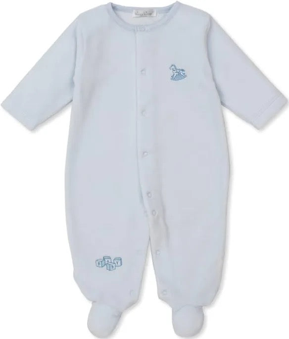 Light Blue Velour Footie Baby