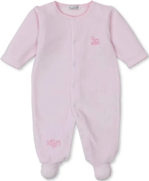 Pink Velour Footie Baby