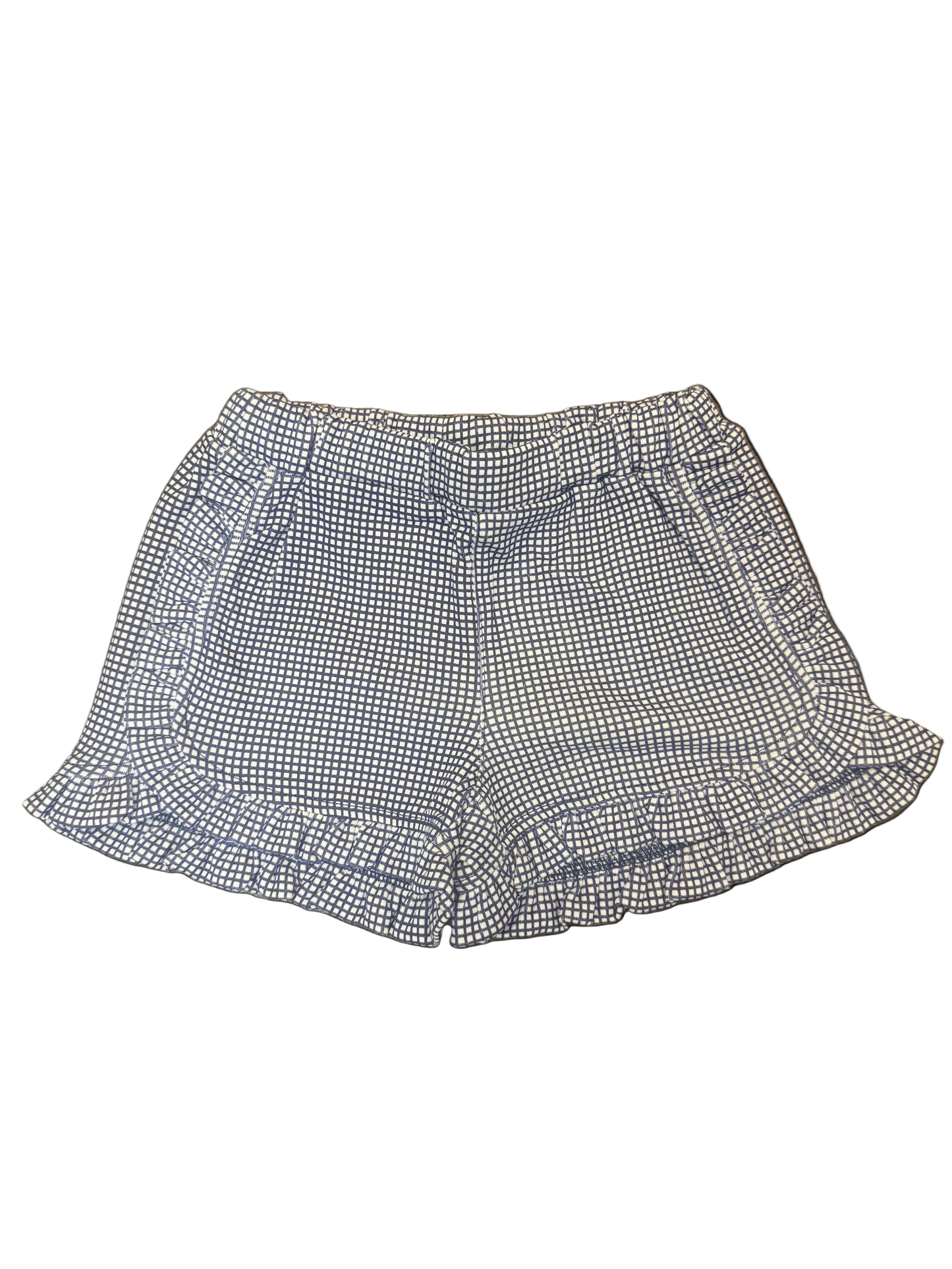 Navy Gingham Print Ruffle Shorts