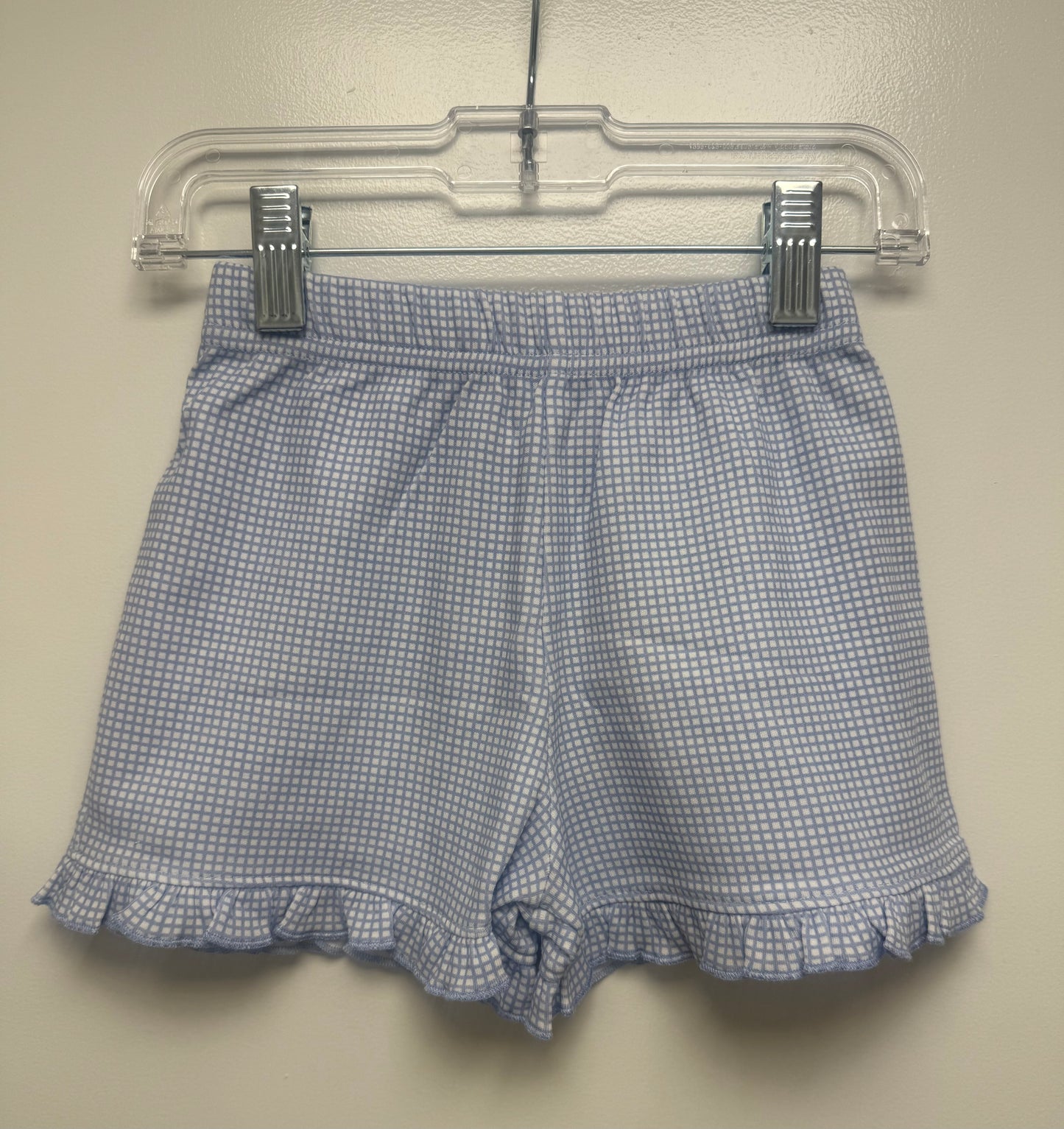 Light Blue Gingham Ruffle Shorts