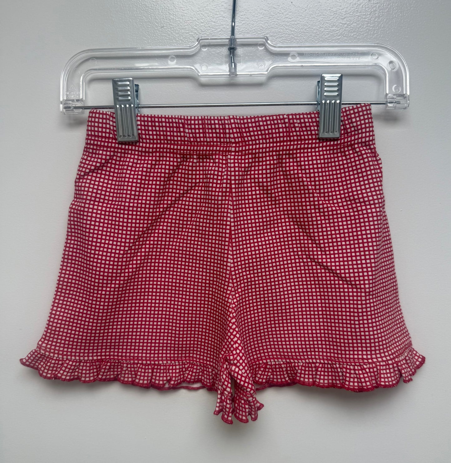 Red Gingham Print Ruffle Shorts