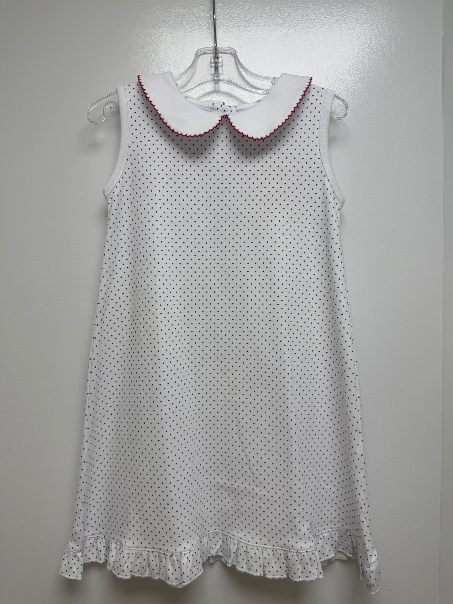 Sleeveless A Line Ruffle Dress Blue Polka Dots