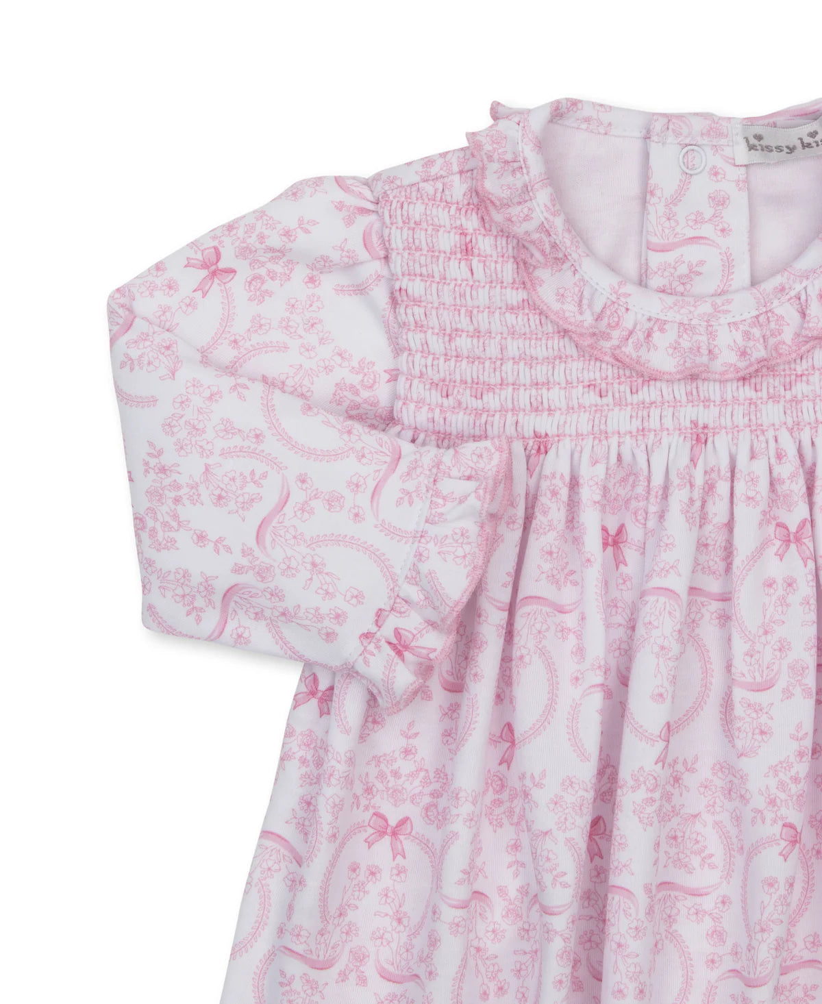Delicate Blooming Bows Pink Footed Dress Set