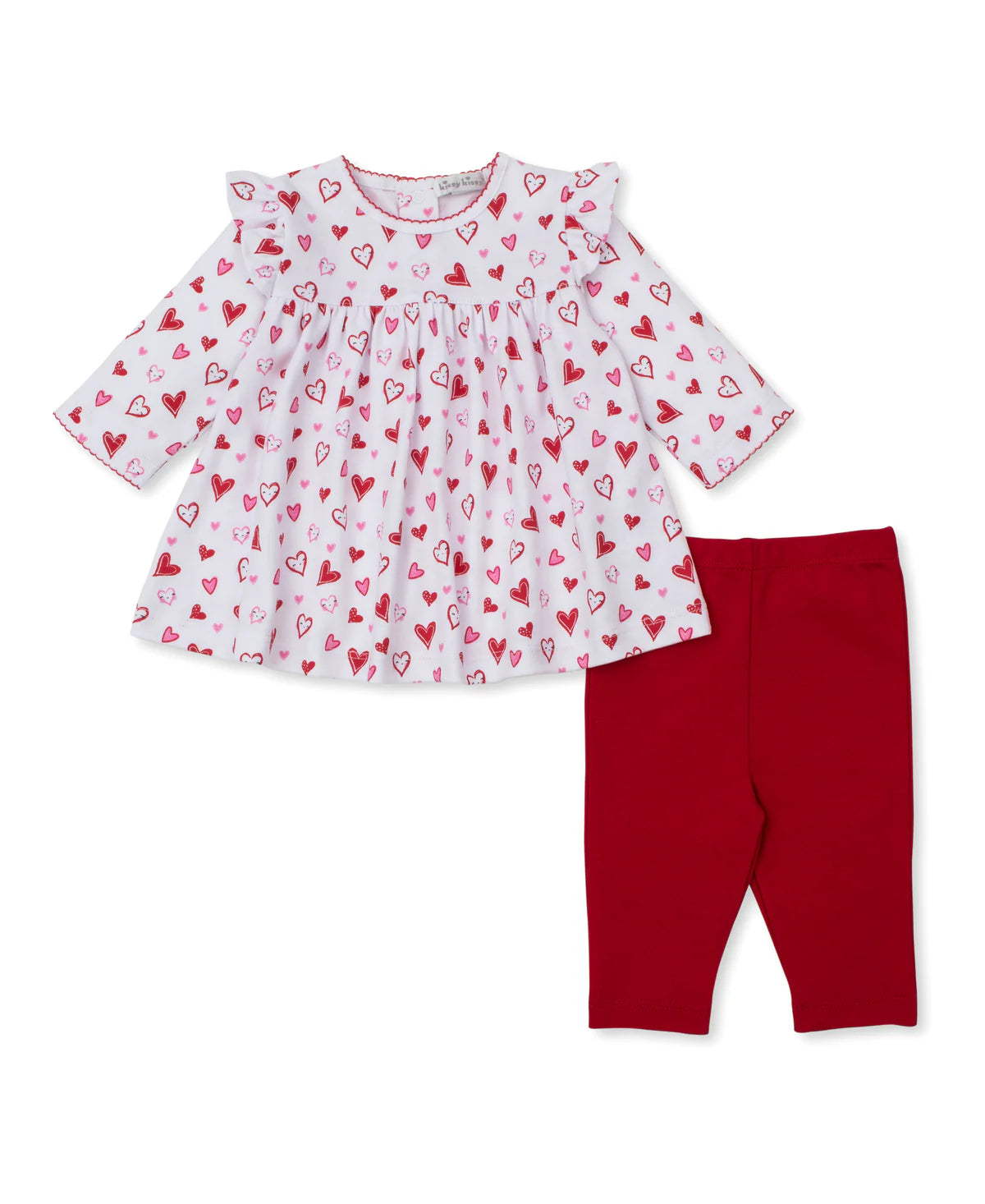 Heart Dress Set With Leggings Red