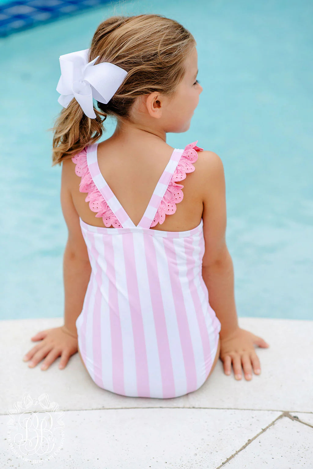 Long Bay Bathing Suit Cabana Stripe Hot Pink