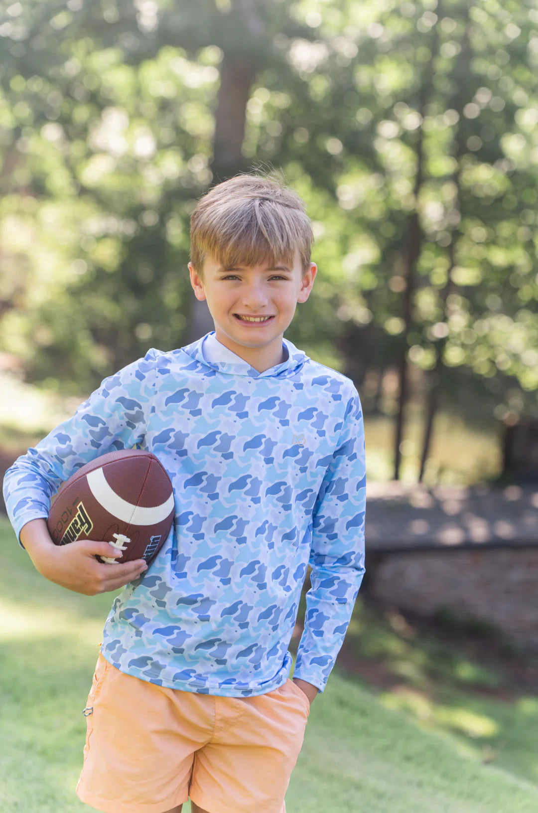 Blue Camo Performance Hoodie T-shirt