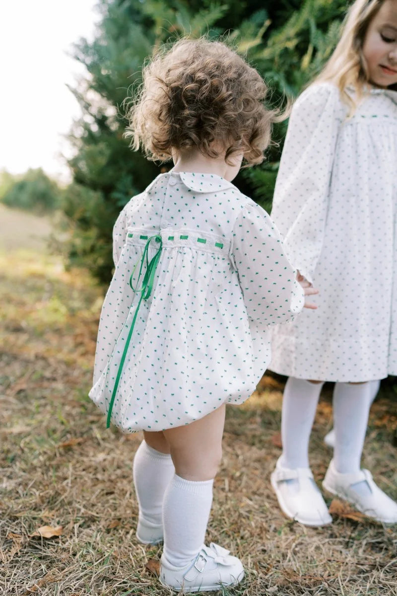 Mistletoe Green Swiss Dot Ribbon Bubble