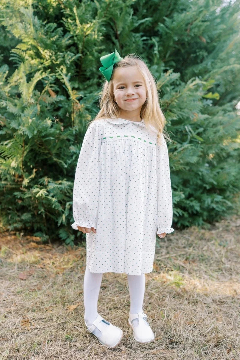Mistletoe Green Swiss Dot Ribbon Dress