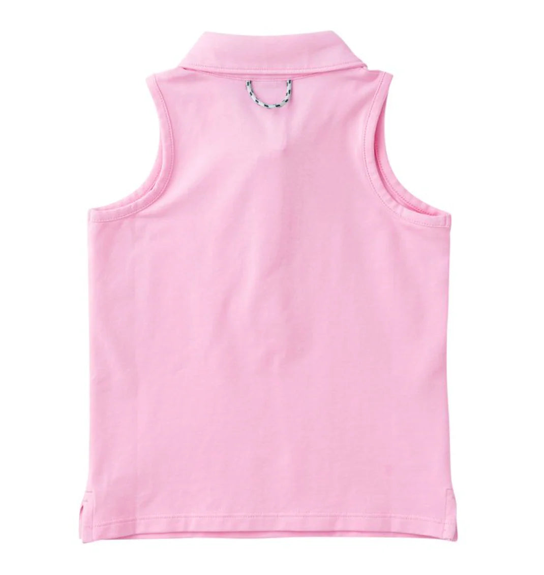 Sleeveless Solid Cotton Polo Pink Frosting