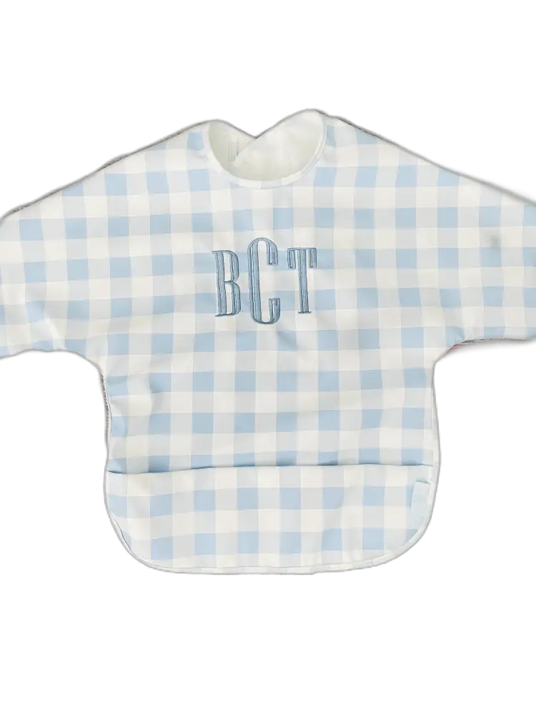 Long Sleeve Blue Gingham Bib (6m-2T)
