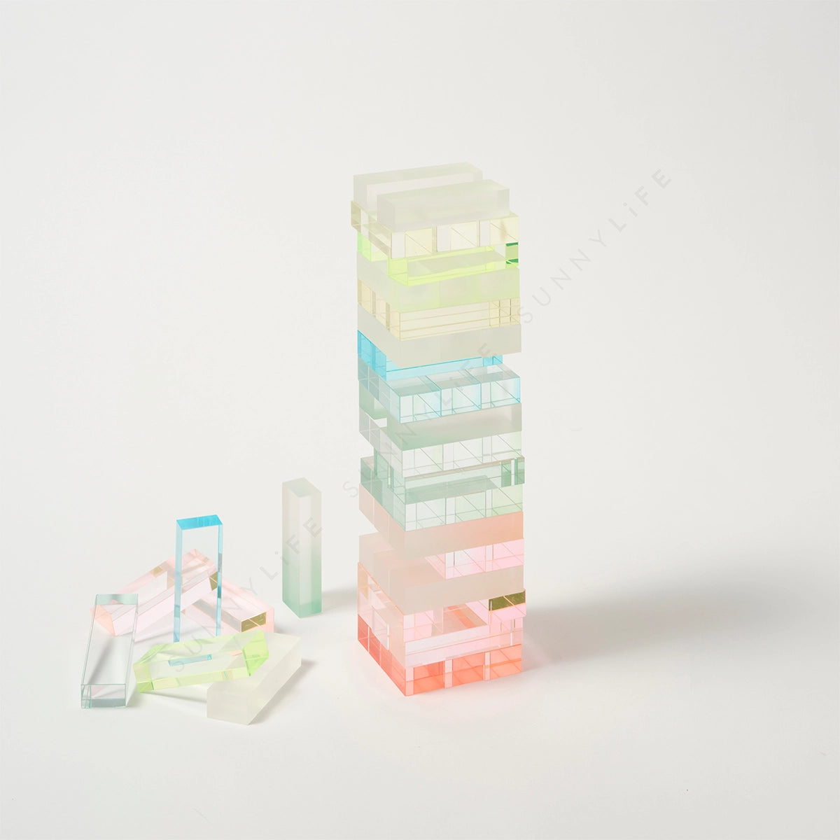 Ombre Lucite Jumbling Tower Stacking Game