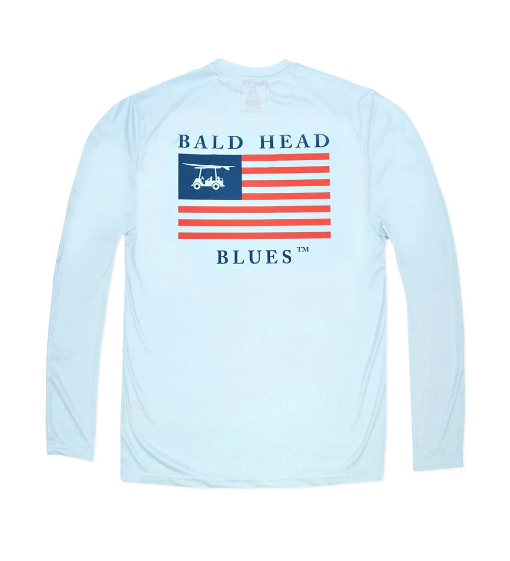 Youth Performance Top With Flag Light Blue