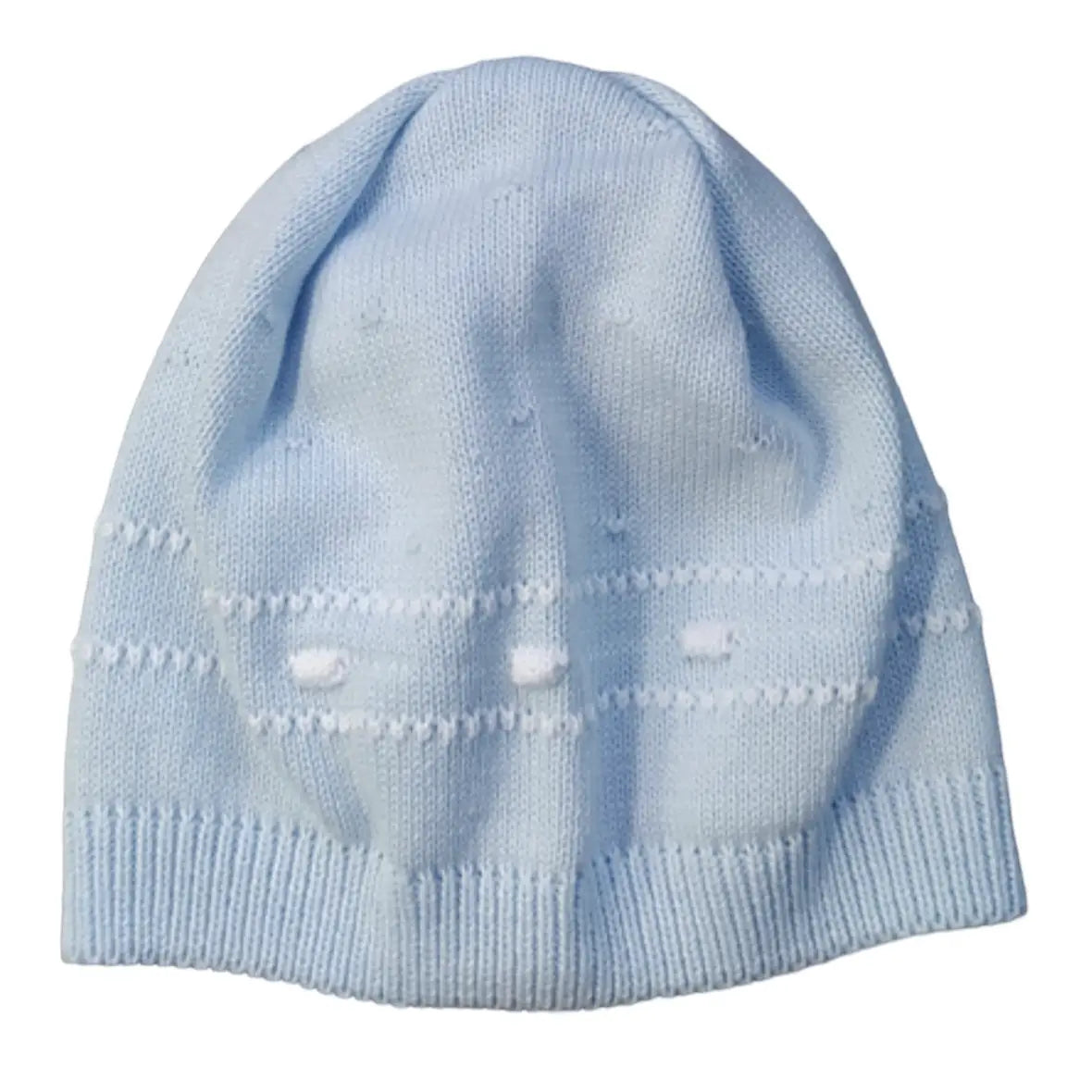 Knit Hat with Border Detail - Blue