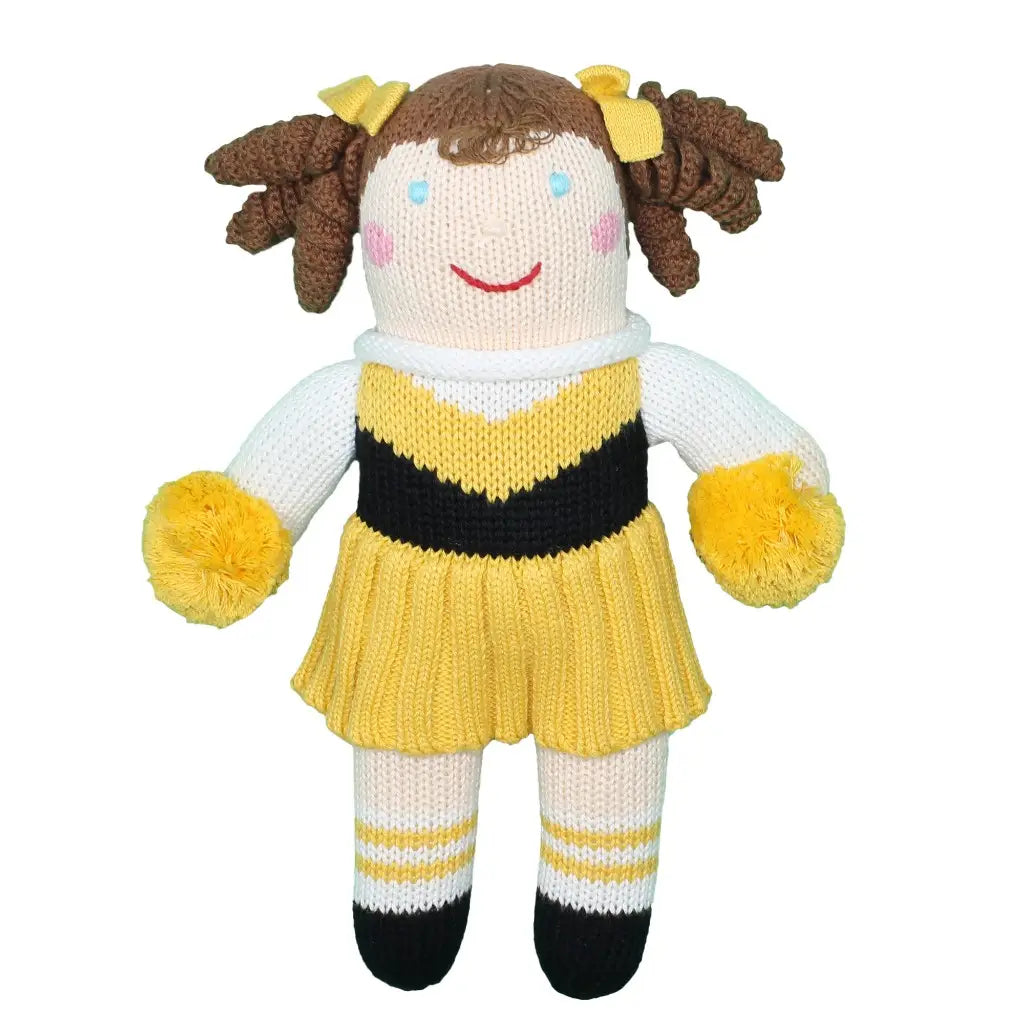 Cheerleader Knit Rattle Doll Gold/Black