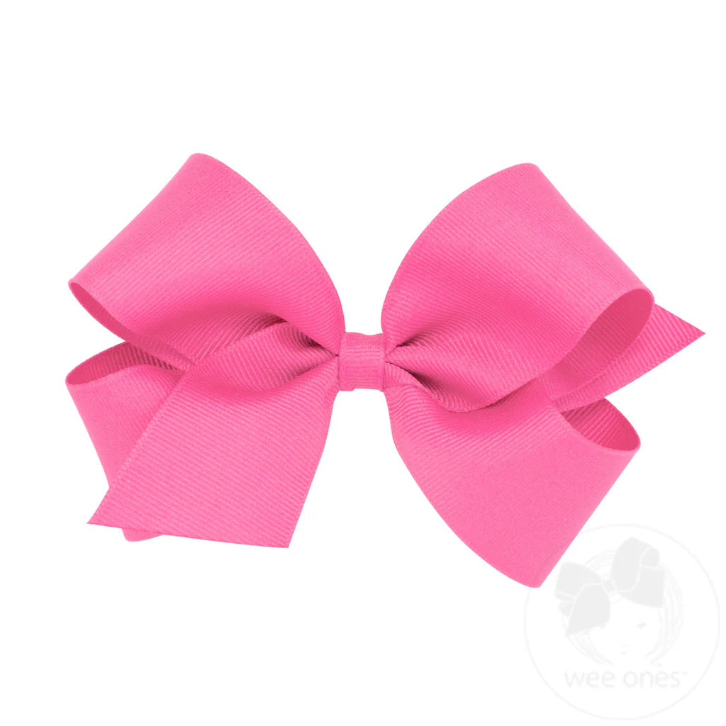 Medium Solid Grossgrain Hot Pink Bow