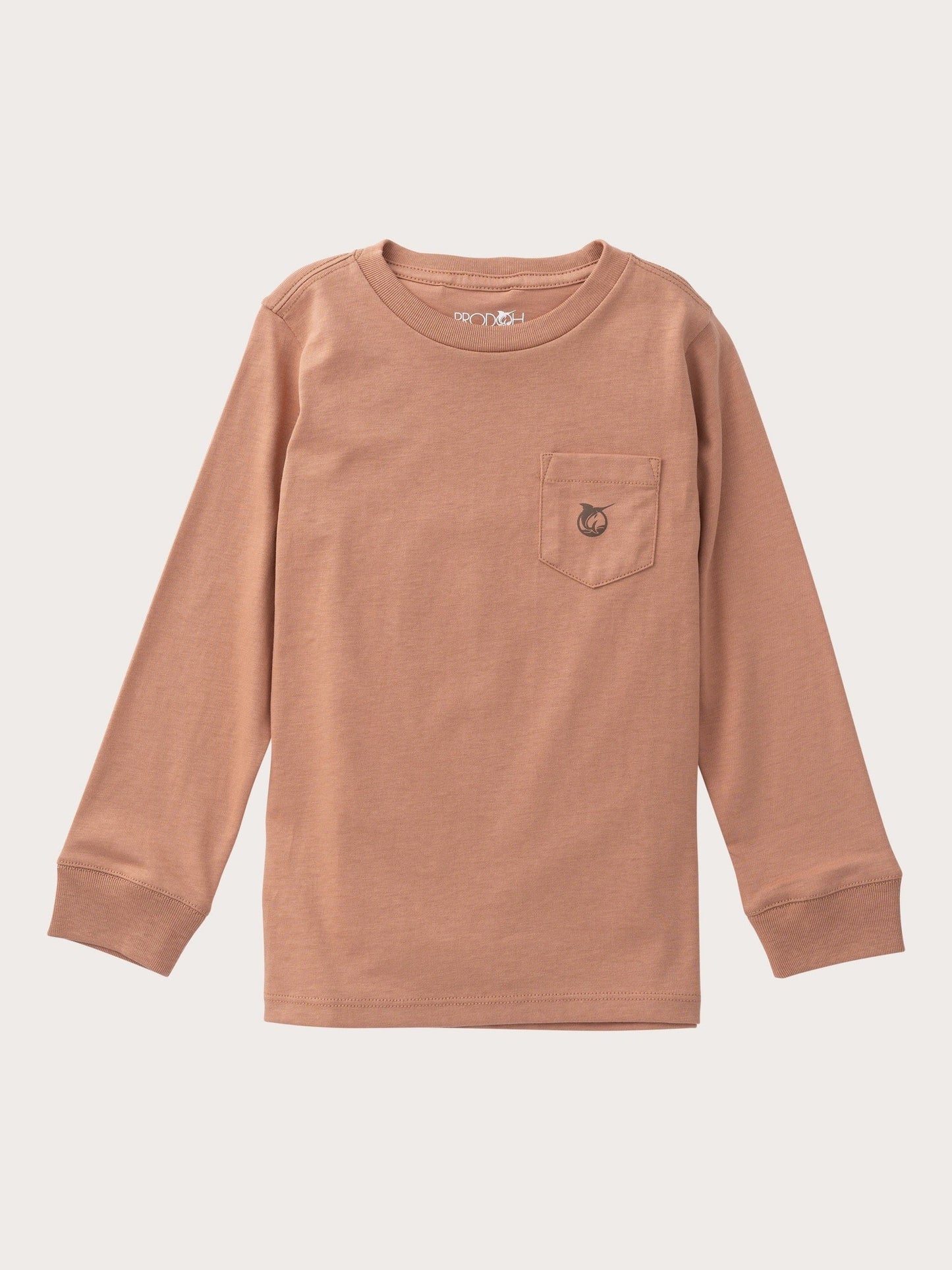 Boys Long Sleeve Pocket Tee - Mocha/Turkey