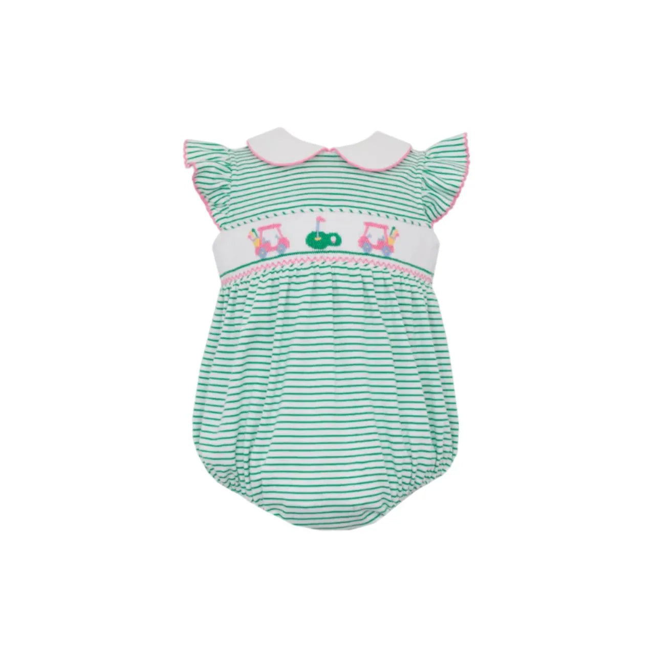Green Stripe Knit Girls Golf Bubble